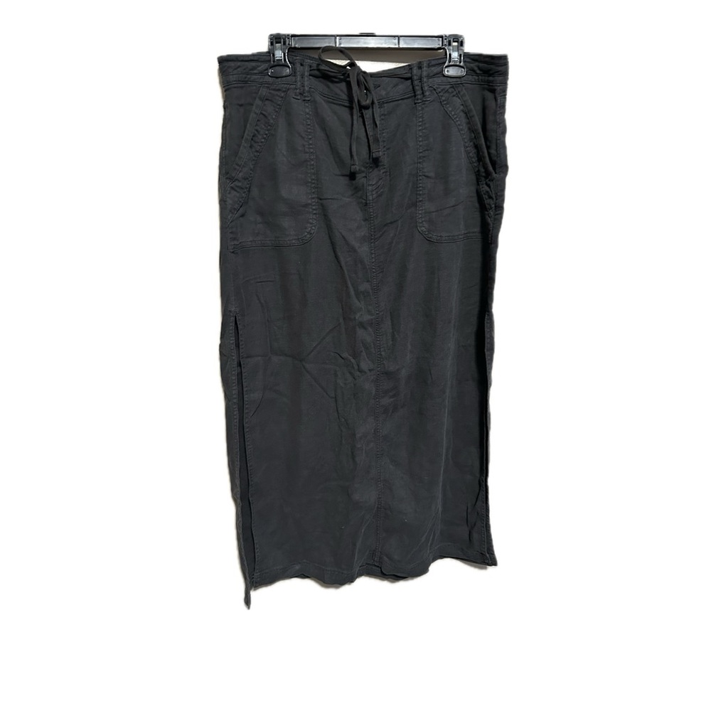 American Eagle Slate Gray Midi Skirt Size 16 Stretch Drawstring High Slits EUC